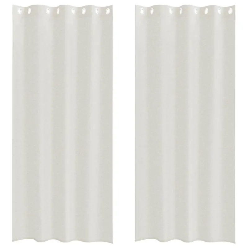 Voile Užuolaida 2 pcs Kreminė 225 x 140 cm Poliesteris