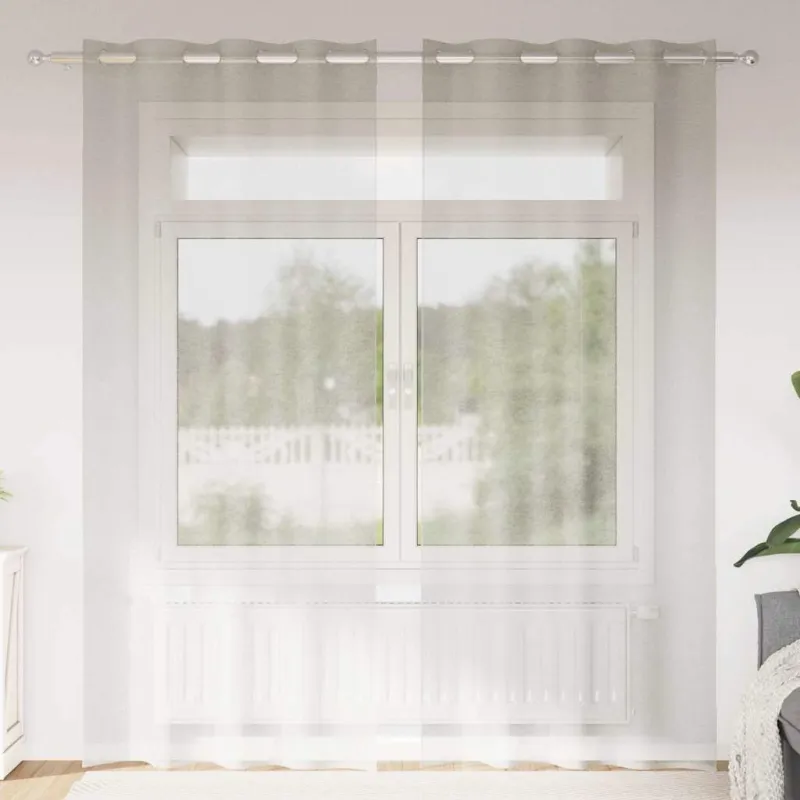 Voile Užuolaida 2 pcs Kreminė 245 x 140 cm Poliesteris