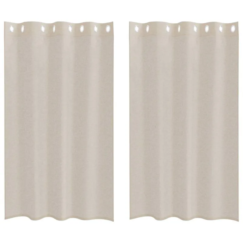 Voile Užuolaida 2 pcs Smėlio 175 x 140 cm Poliesteris