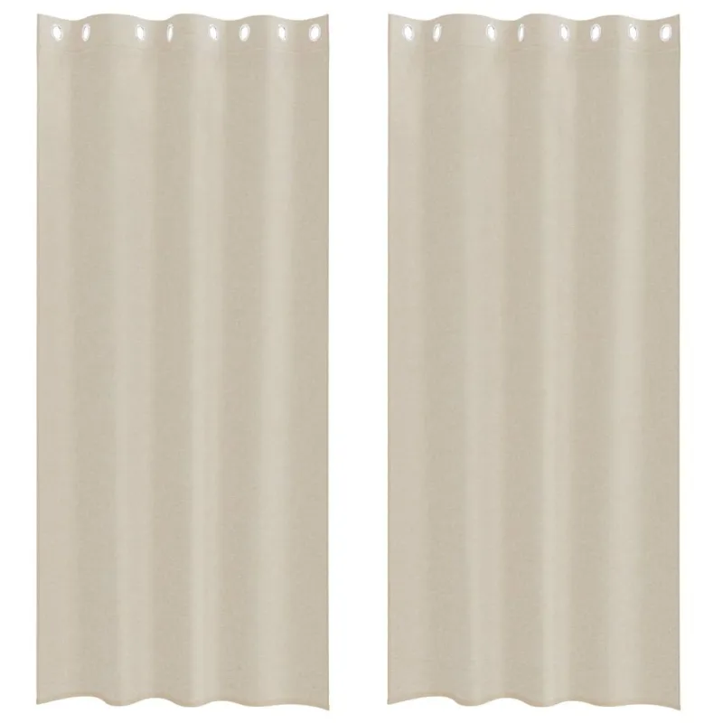 Voile Užuolaida 2 pcs Smėlio 225 x 140 cm Poliesteris