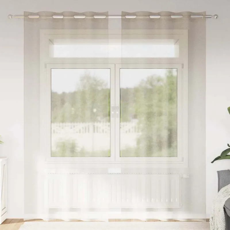 Voile Užuolaida 2 pcs Smėlio 245 x 140 cm Poliesteris