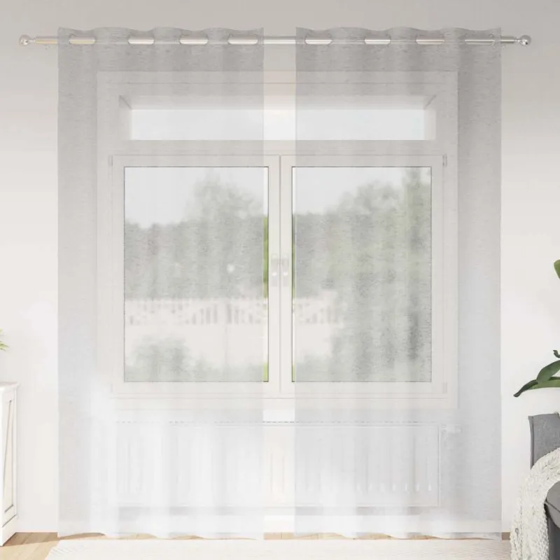 Voile Užuolaida 2 pcs Šviesiai pilka 225 x 140 cm Poliesteris