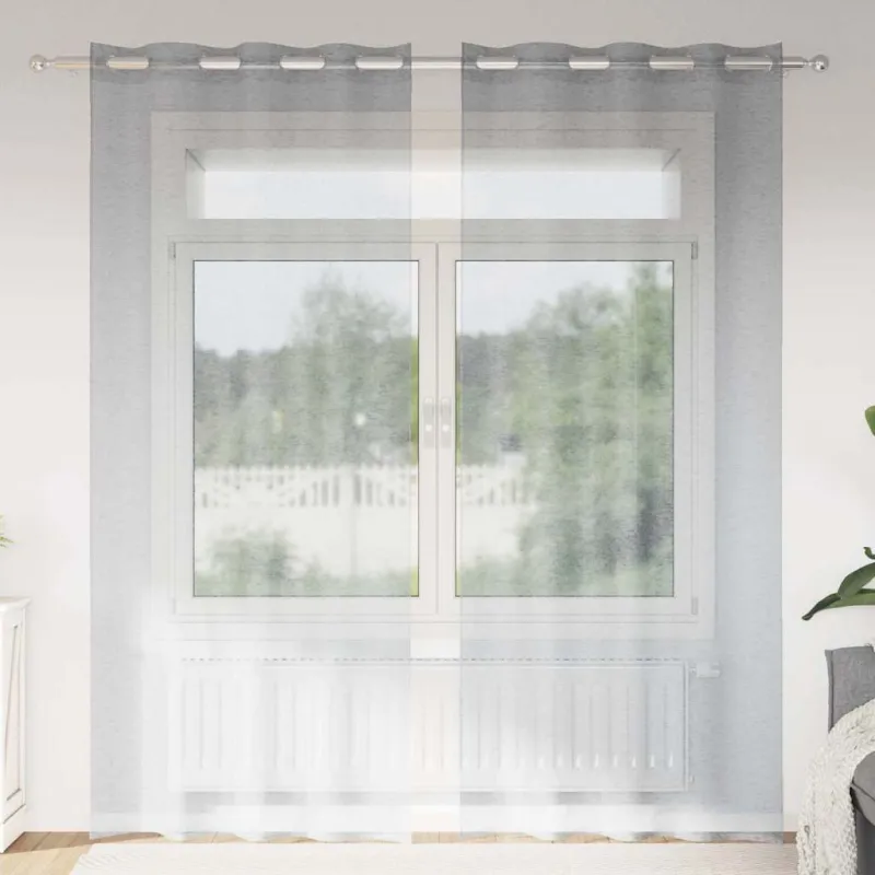 Voile Užuolaida 2 pcs Tamsiai pilka 225 x 140 cm Poliesteris