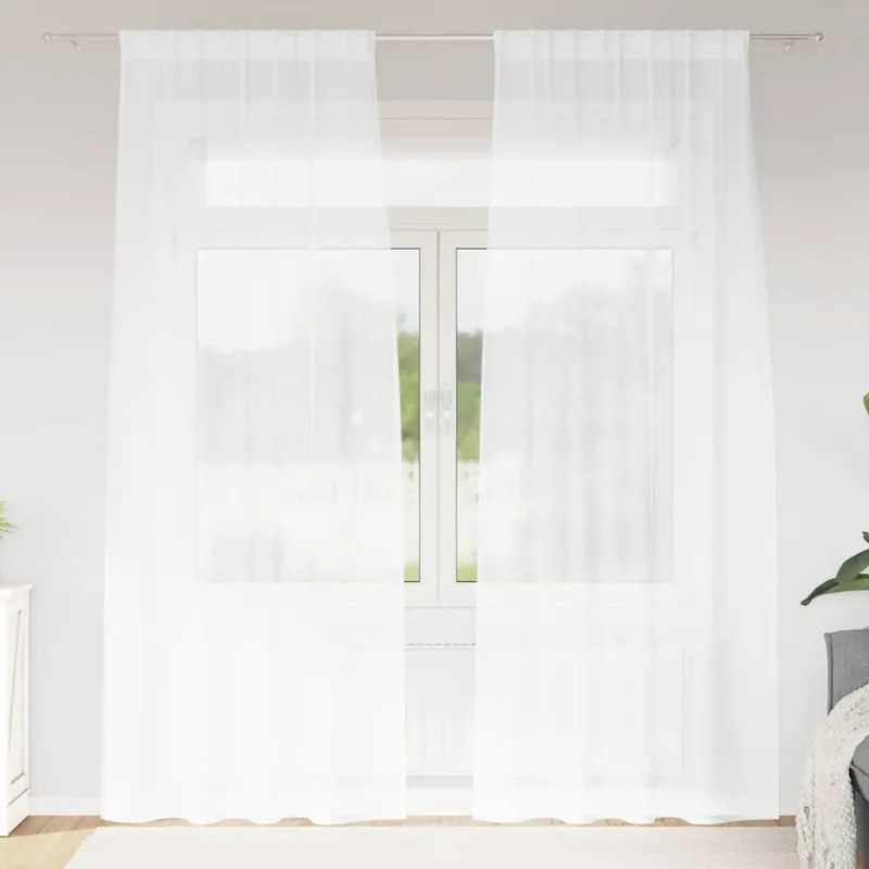 Voile Užuolaida 2 pcs Balta 245 x 140 cm Poliesteris