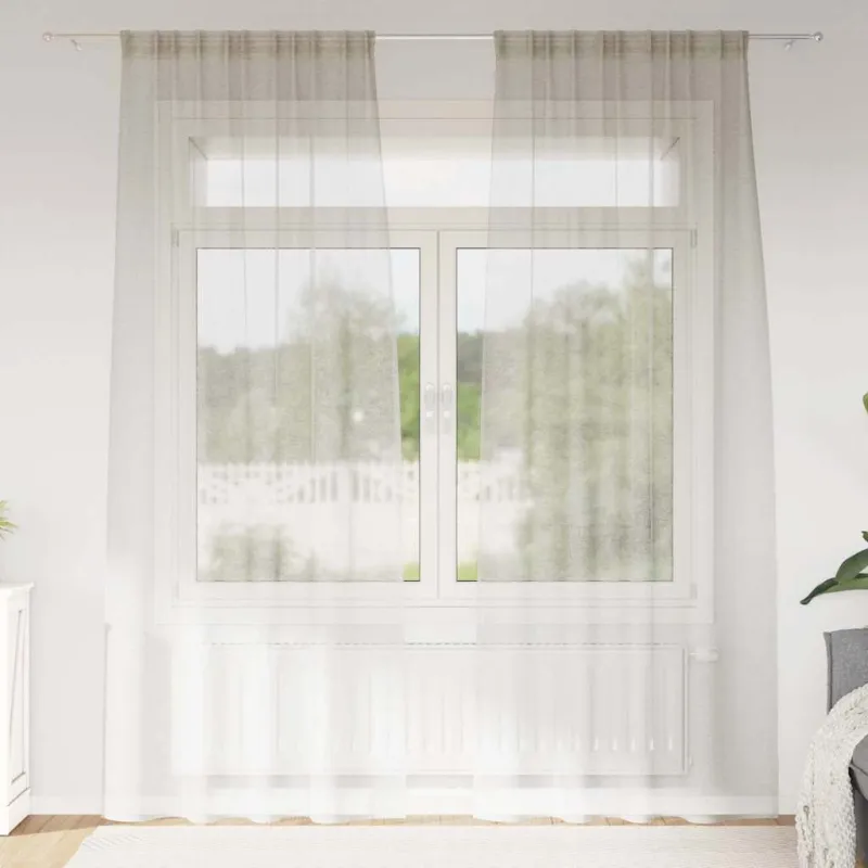 Voile Užuolaida 2 pcs Kreminė 225 x 140 cm Poliesteris