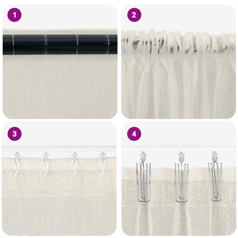 Voile Užuolaida 2 pcs Kreminė 260 x 140 cm Poliesteris