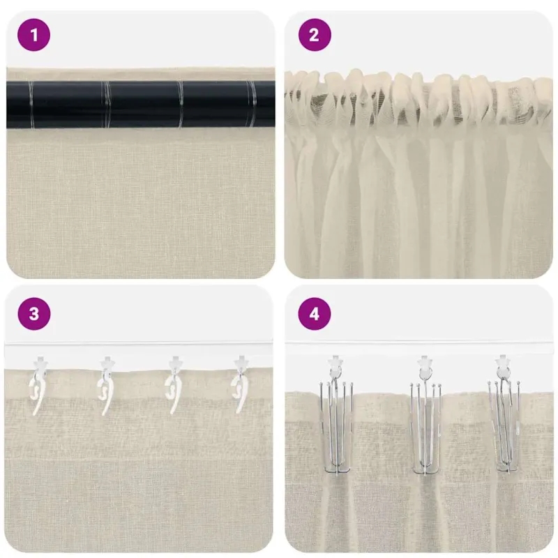 Voile Užuolaida 2 pcs Smėlio 175 x 140 cm Poliesteris