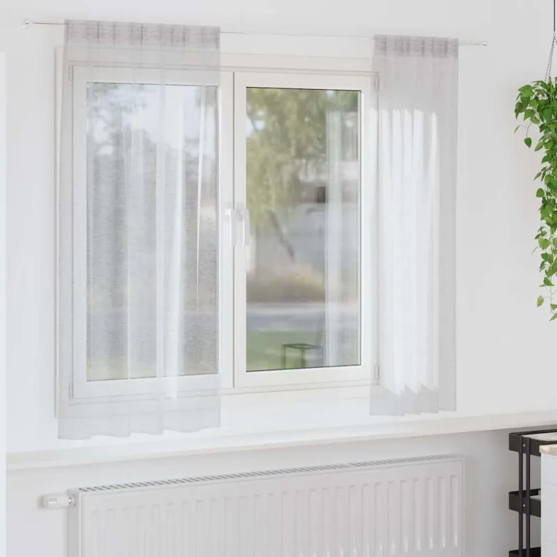 Voile Užuolaida 2 pcs Šviesiai pilka 175 x 140 cm Poliesteris