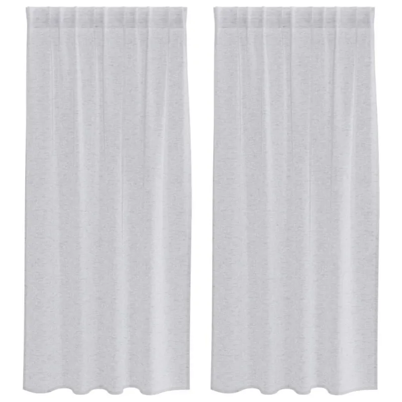 Voile Užuolaida 2 pcs Šviesiai pilka 175 x 140 cm Poliesteris