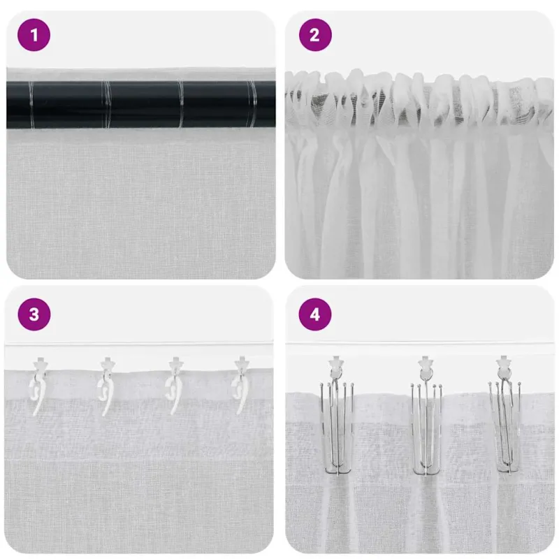 Voile Užuolaida 2 pcs Šviesiai pilka 175 x 140 cm Poliesteris