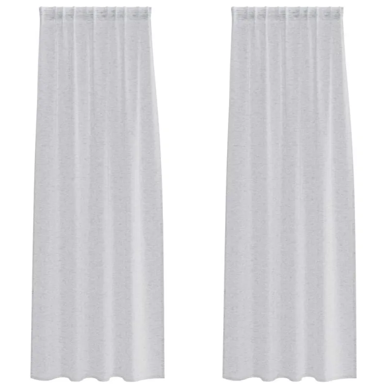 Voile Užuolaida 2 pcs Šviesiai pilka 260 x 140 cm Poliesteris