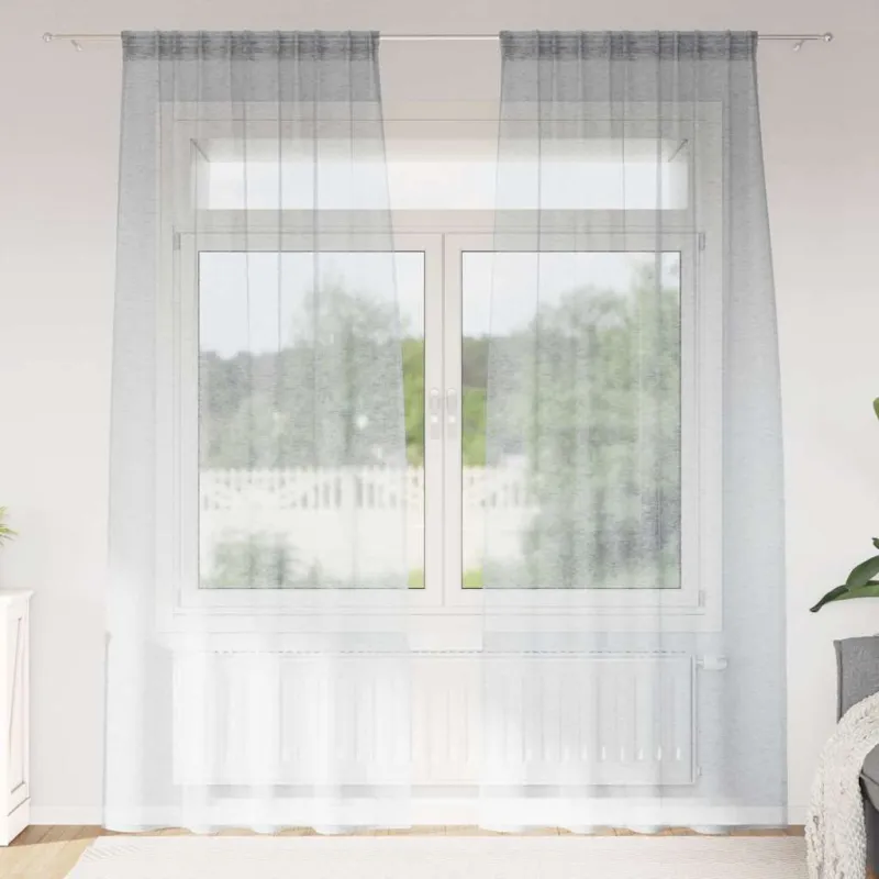 Voile Užuolaida 2 pcs Tamsiai pilka 225 x 140 cm Poliesteris