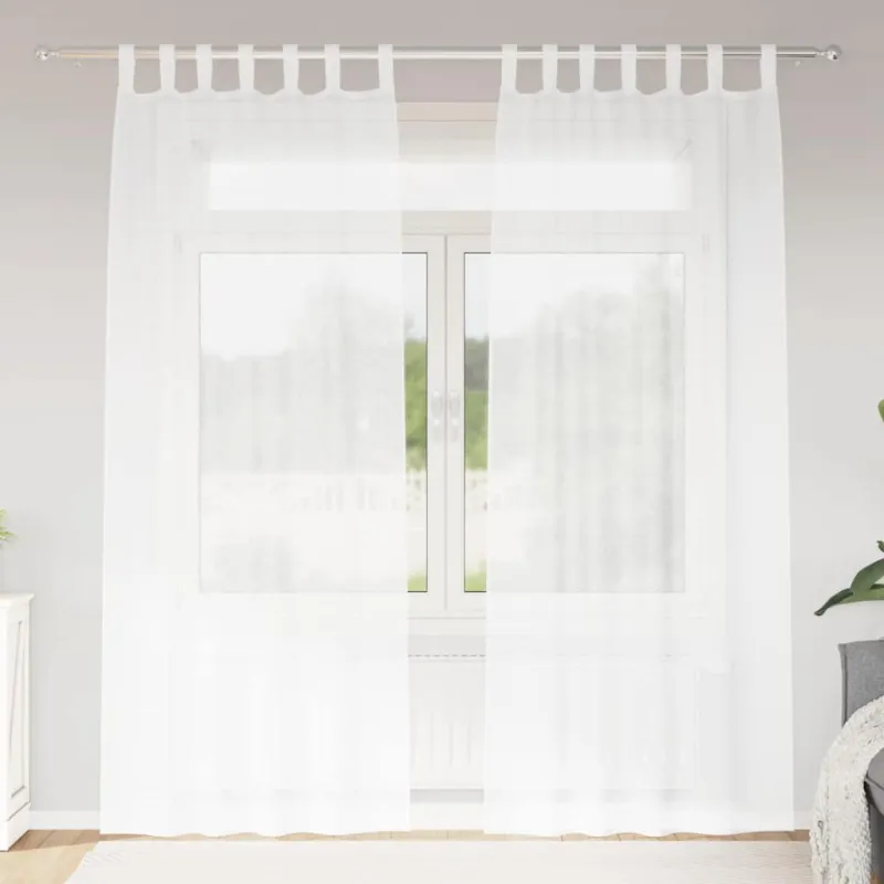 Voile Užuolaida 2 pcs Balta 245 x 140 cm Poliesteris