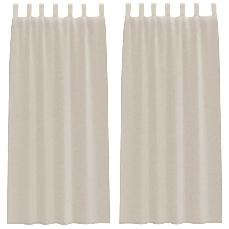 Voile Užuolaida 2 pcs Smėlio 245 x 140 cm Poliesteris