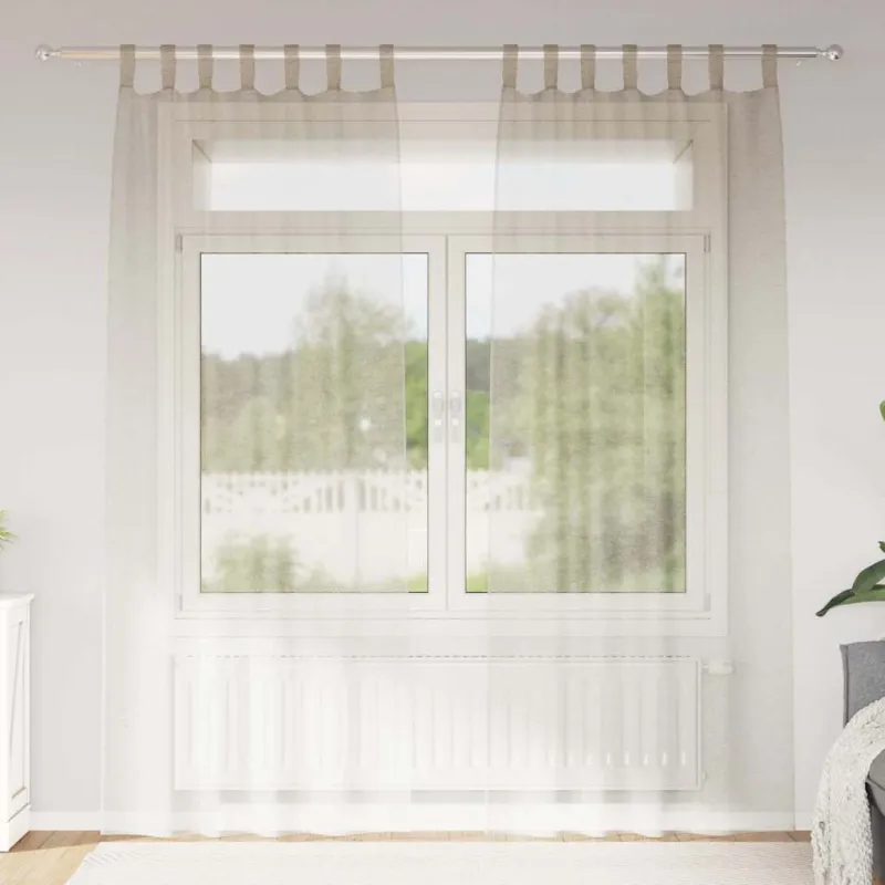 Voile Užuolaida 2 pcs Smėlio 260 x 140 cm Poliesteris