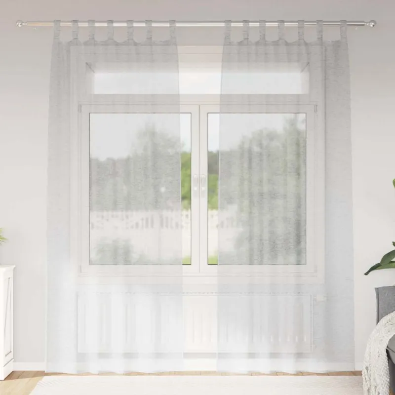 Voile Užuolaida 2 pcs Šviesiai pilka 245 x 140 cm Poliesteris