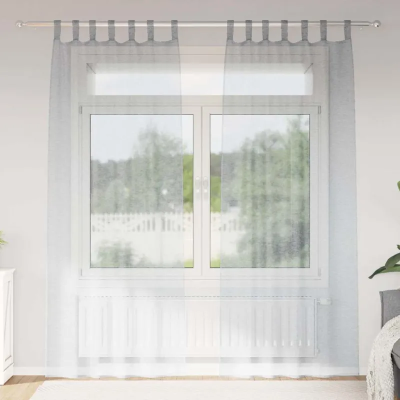 Voile Užuolaida 2 pcs Tamsiai pilka 245 x 140 cm Poliesteris