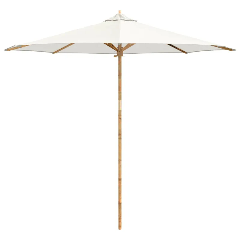 Sodo skėtis Kreminė balta Ø 270 x 260 cm bambukas