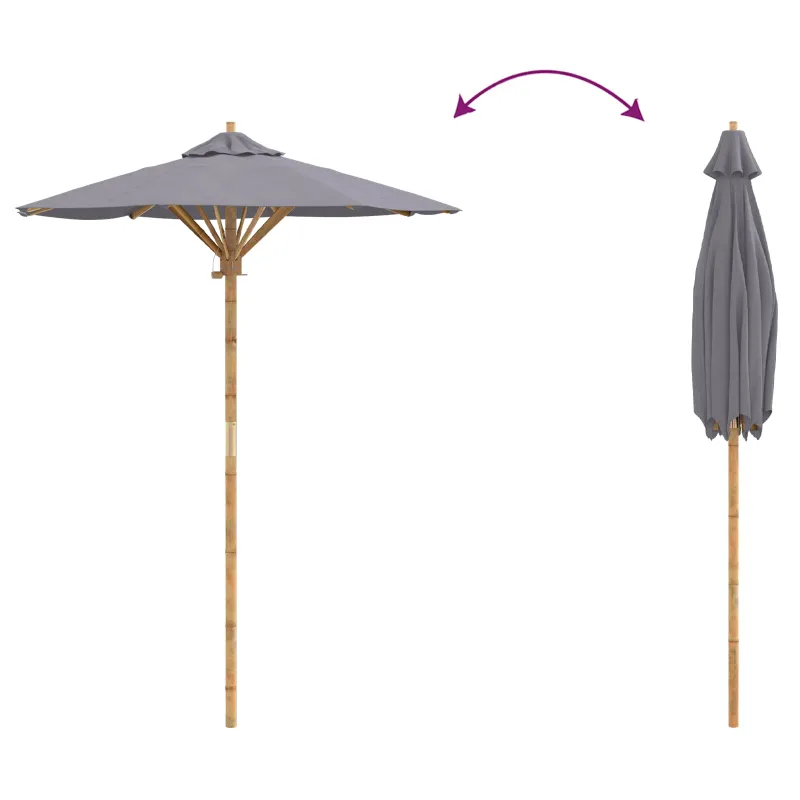 Sodo skėtis Tamsiai pilka Ø 150 x 210 cm bambukas