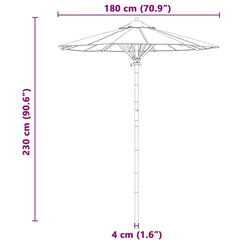 Sodo skėtis Tamsiai pilka Ø 180 x 230 cm bambukas