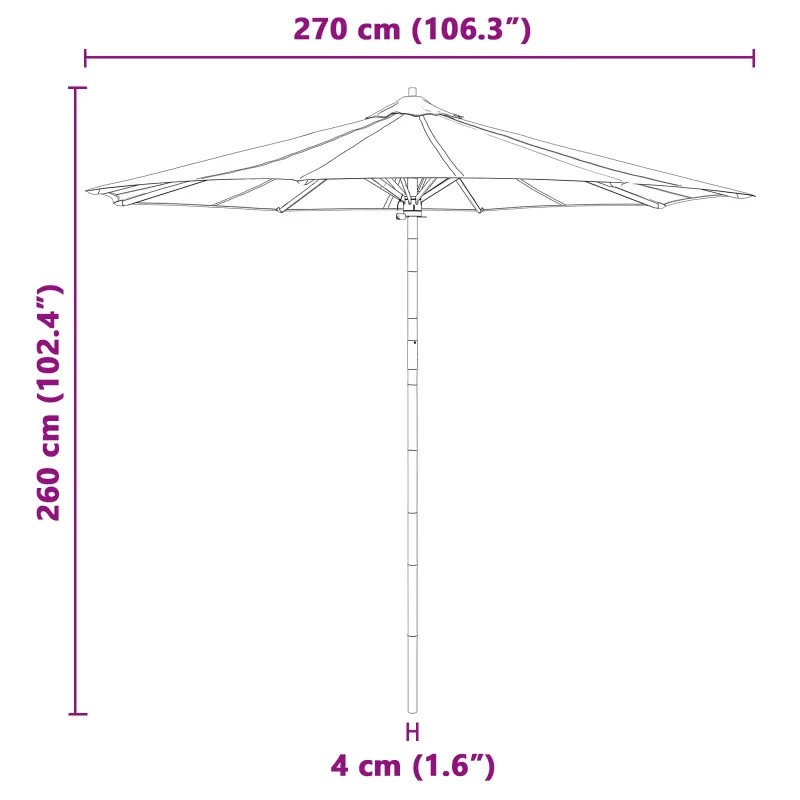 Sodo skėtis Tamsiai pilka Ø 270 x 260 cm bambukas