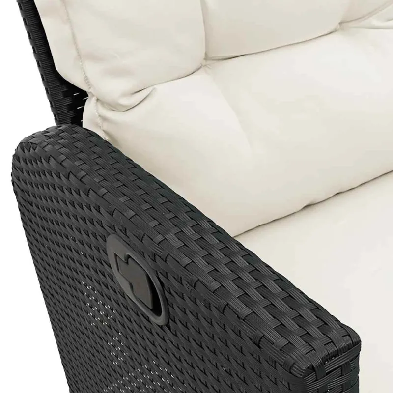 Atlošiama sodo sofa su pagalvėlėmis L formos smėlio juodas
