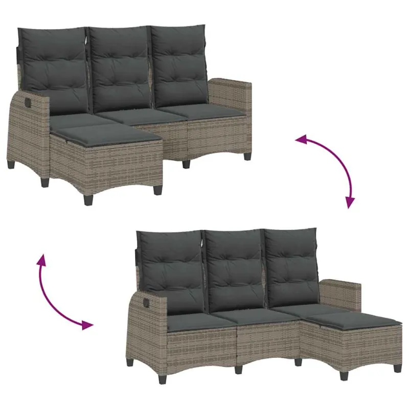 Atlošiama sodo sofa su pagalvėlėmis L formos pilkos spalvos