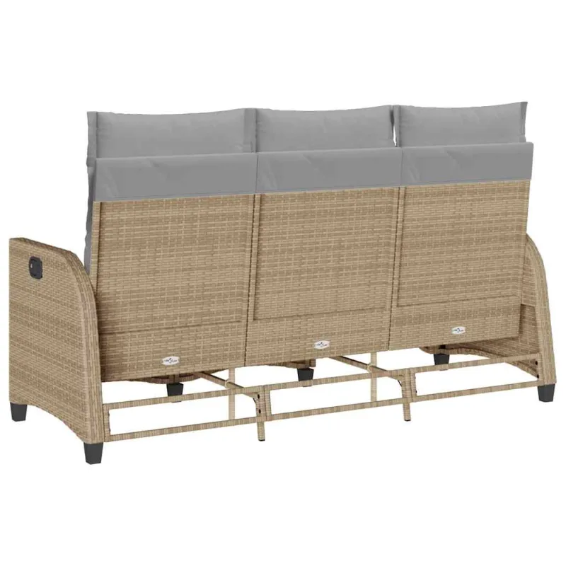 Atlošiama sodo sofa su pagalvėlėmis L formos smėlio spalvos