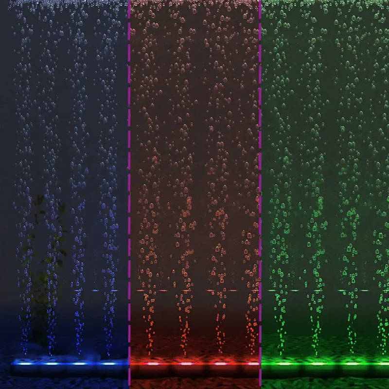 Povandeninės LED burbulus skleidžiančios akvariumo lempos, RGB, 32cm