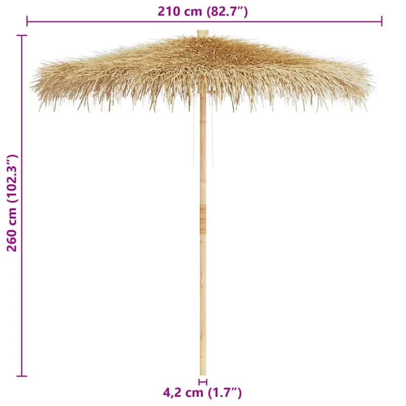 Skėtis nuo saulės, 270cm, bambukas, su stogu iš bananų lapų