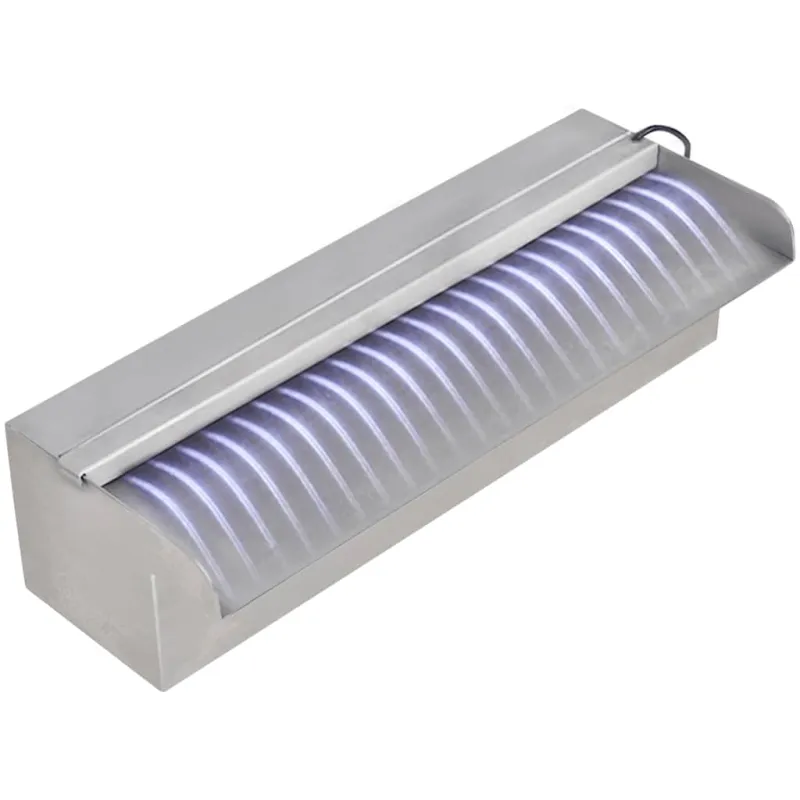 Baseino fontanas su LED, 30cm, stačiak. formos, nerūdijantis plienas