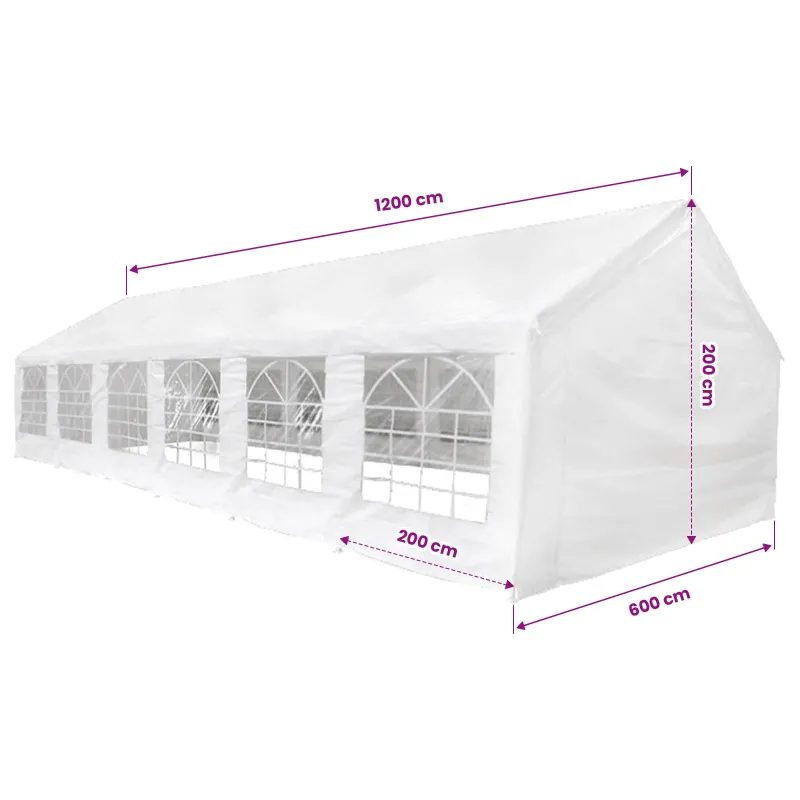 Palapinės medžiaga be rėmo Baltas 12 x 6 m PE