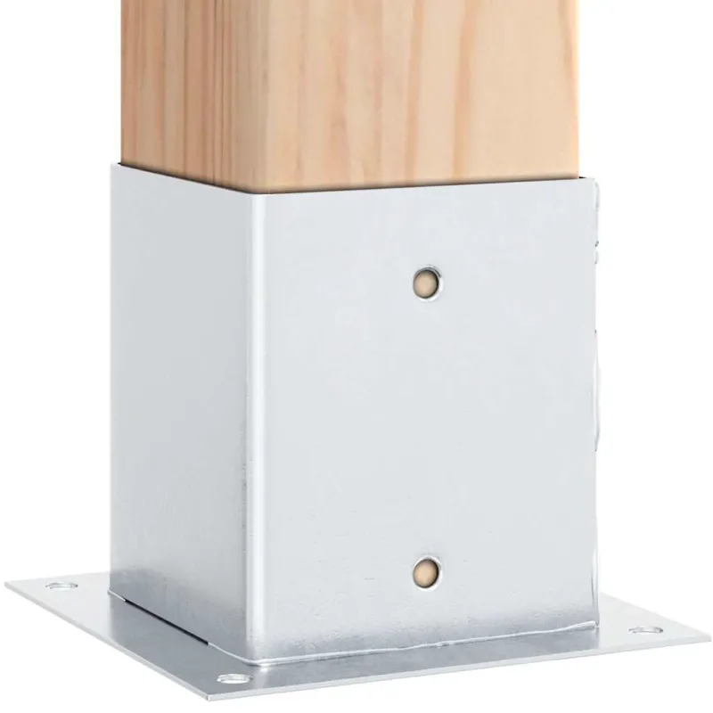 Stulpų pagrindai kvadratiniai, 4vnt., sidabriniai, 101x101mm
