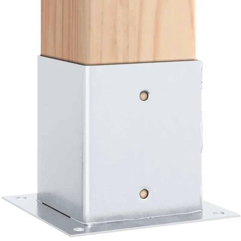Stulpų pagrindai kvadratiniai, 12vnt., sidabriniai, 101x101mm