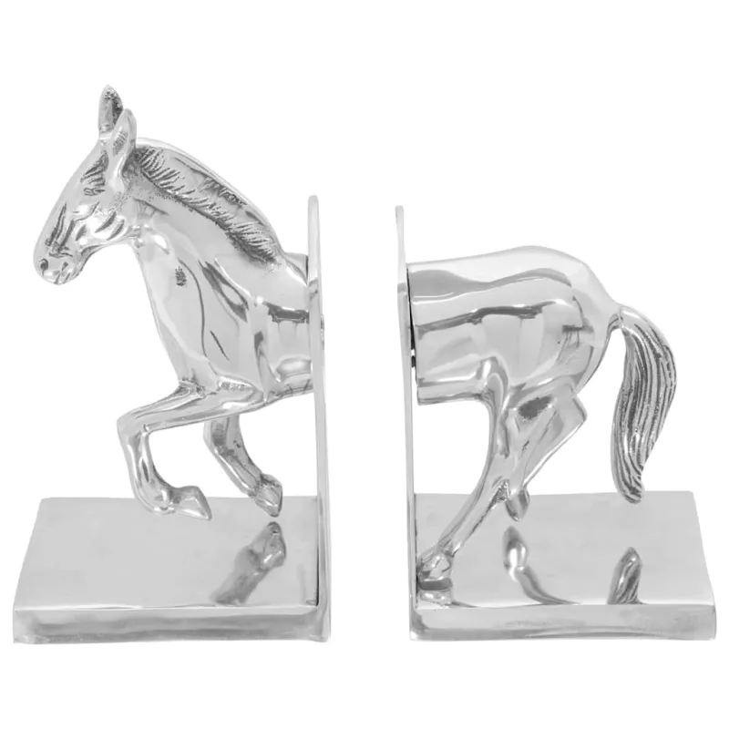 Knygų atramos 2 pcs Sidabro 11 x 14 x 25 cm Aliuminis