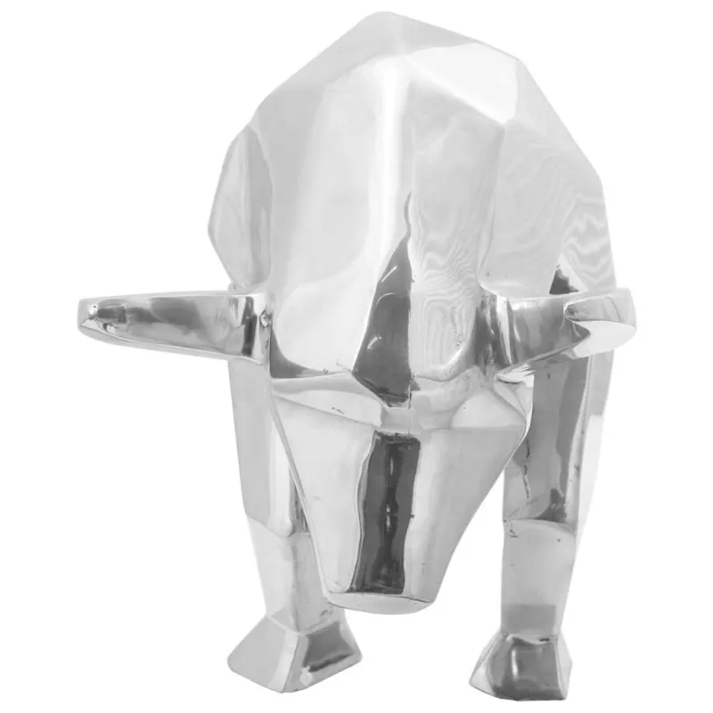 Buliaus skulptūra Sidabro 74 x 23 x 30 cm Aliuminis