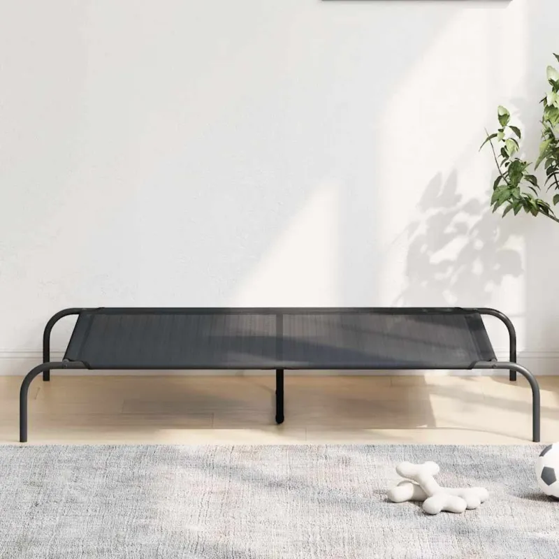 paaukštinta lova šuniui juoda 130x80x20 cm tekstilės ir plieno
