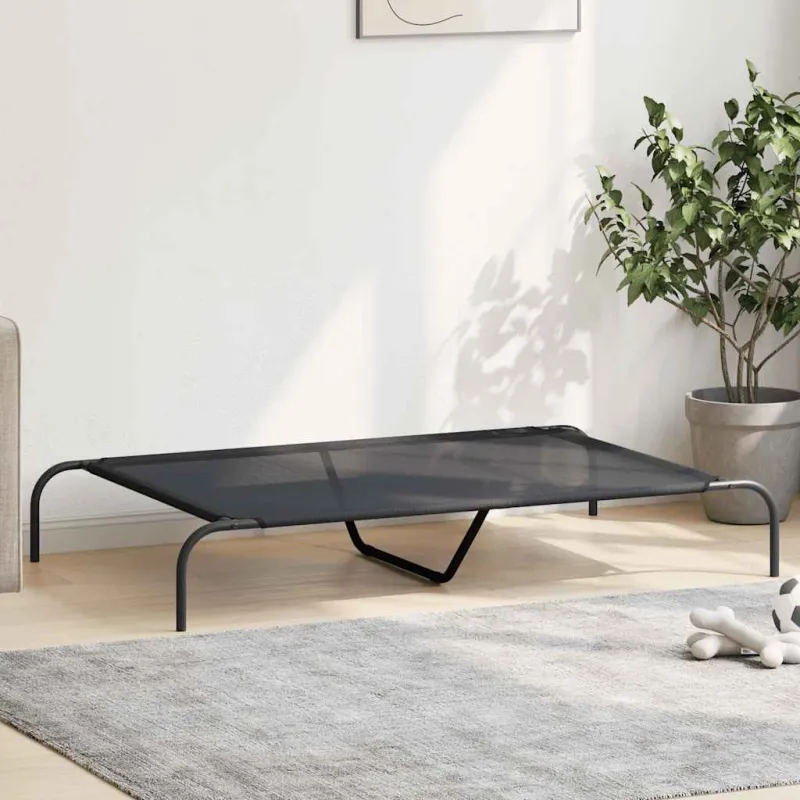 paaukštinta lova šuniui juoda 130x80x20 cm tekstilės ir plieno