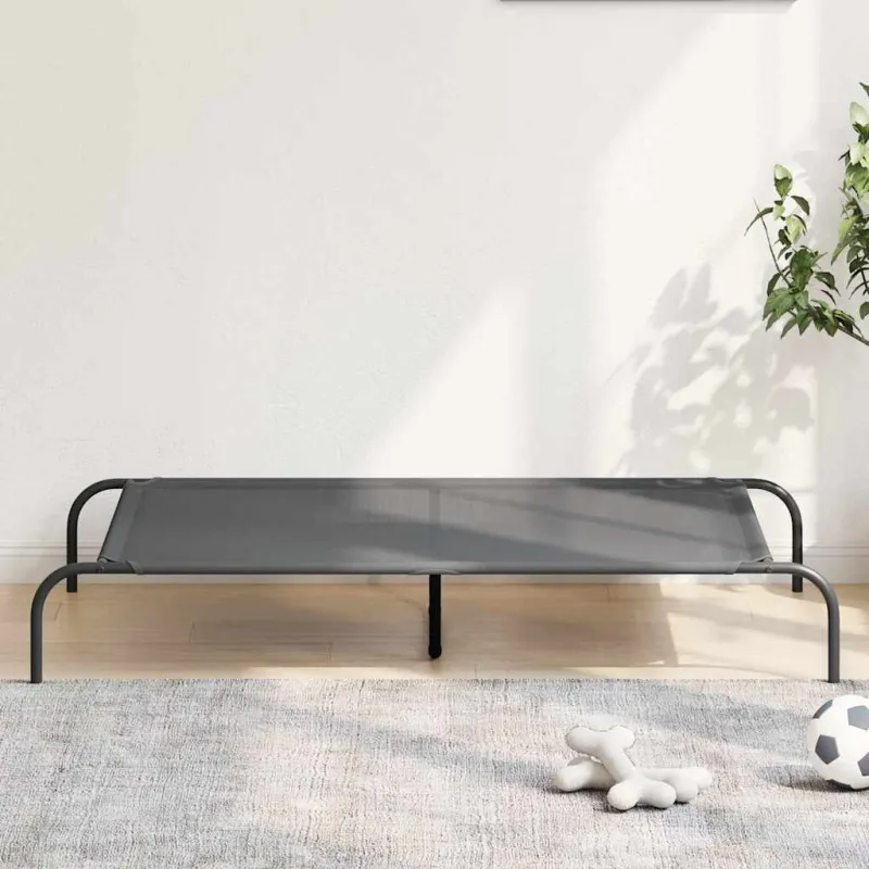 paaukštinta šunų lova, pilka 130x80x20 cm tekstilės ir plieno