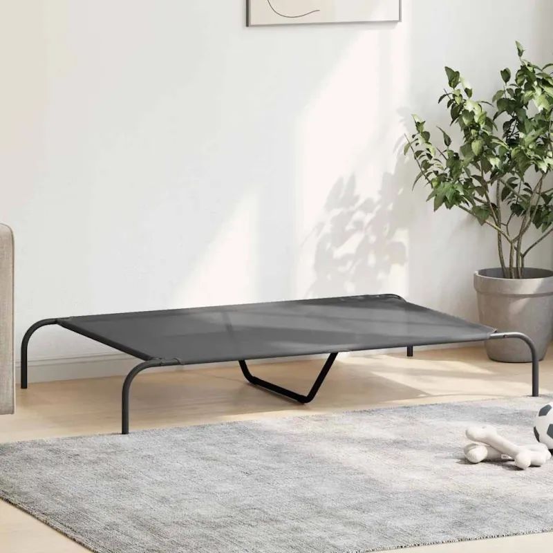 paaukštinta šunų lova, pilka 130x80x20 cm tekstilės ir plieno