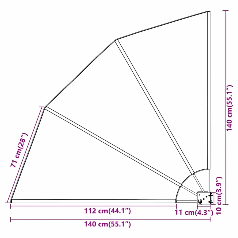 Balkono privatumo ekranas 140 x 140 cm Poliesteris Juoda