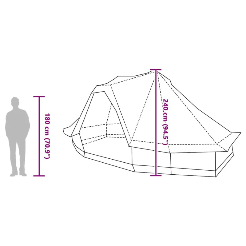 Tipi palapinė su stogu Mėlyna 466 x 310 x 240 cm tafta