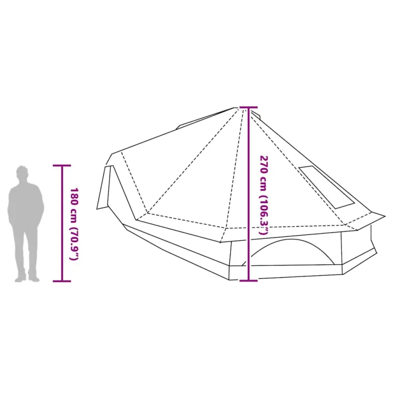 Tipi palapinė Pilka ir oranžinė 680 x 430 x 270 cm tafta