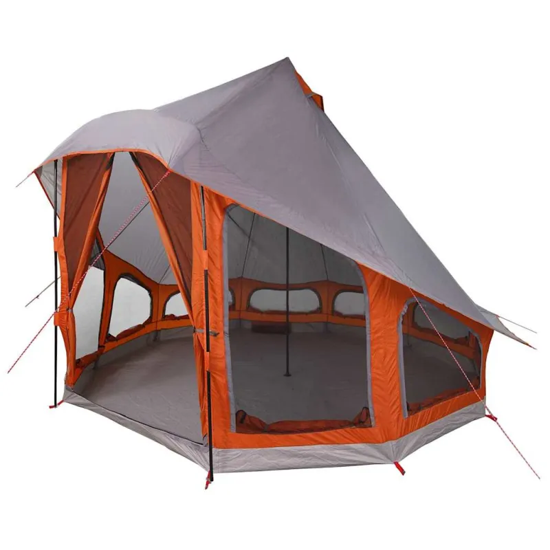 Tipi palapinė Pilka ir oranžinė 404 x 370 x 270 cm tafta