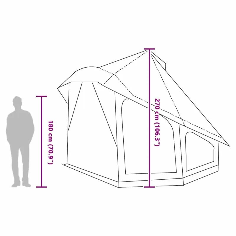 Tipi palapinė Pilka ir oranžinė 404 x 370 x 270 cm tafta