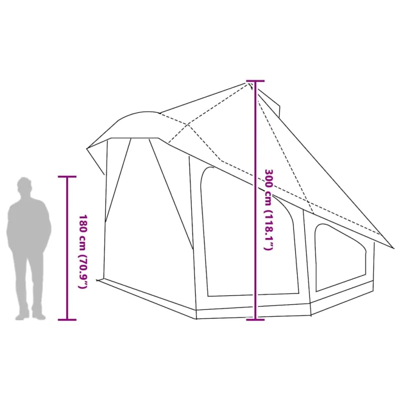Tipi palapinė Pilka ir oranžinė 508 x 470 x 300 cm tafta
