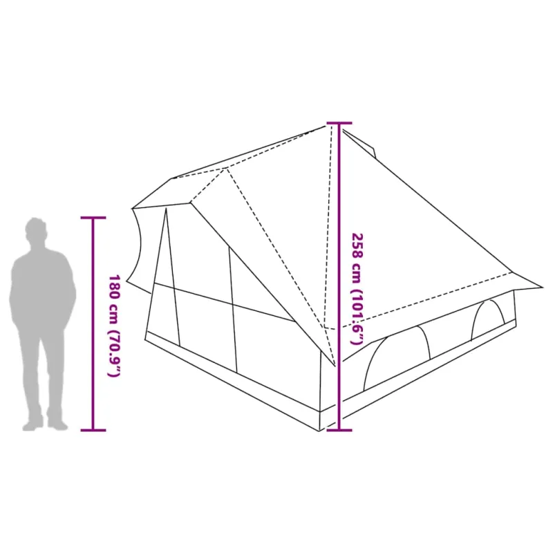 Tipi palapinė su stogu Žalia 358 x 296 x 258 cm tafta
