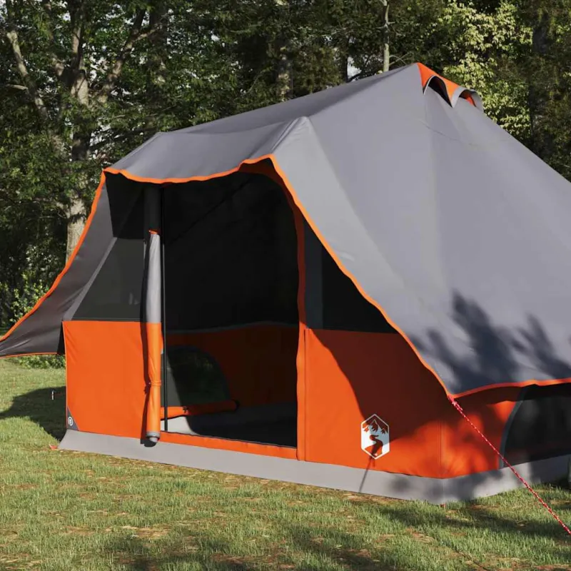 Tipi palapinė Pilka ir oranžinė 358 x 296 x 258 cm tafta