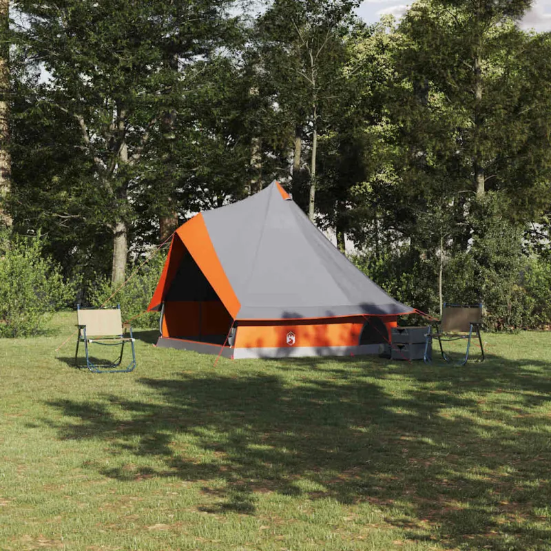 Tipi palapinė Pilka ir oranžinė 400 x 346 x 250 cm tafta
