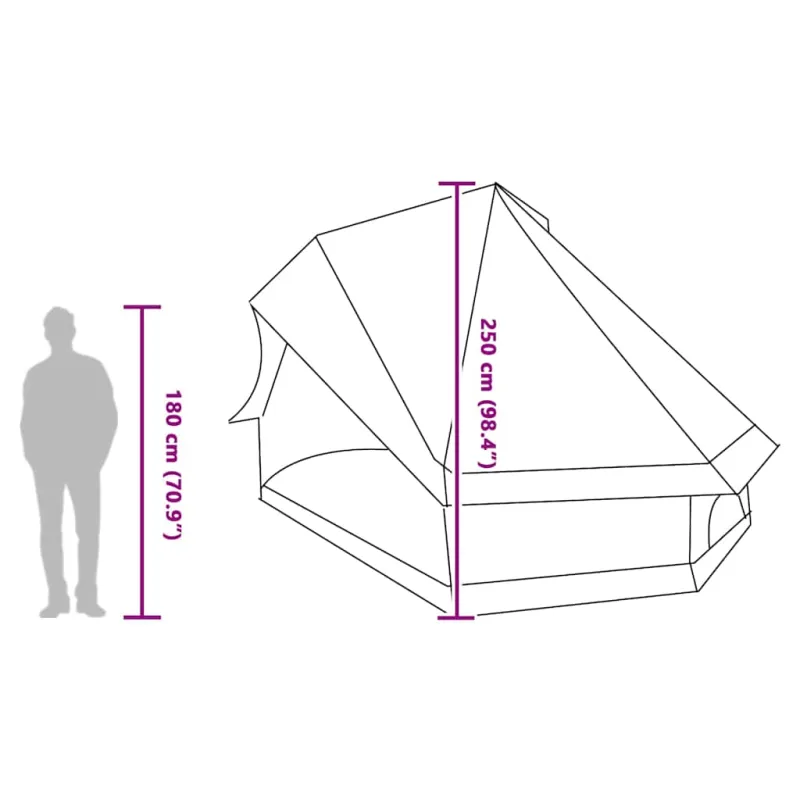Tipi palapinė Pilka ir oranžinė 400 x 346 x 250 cm tafta
